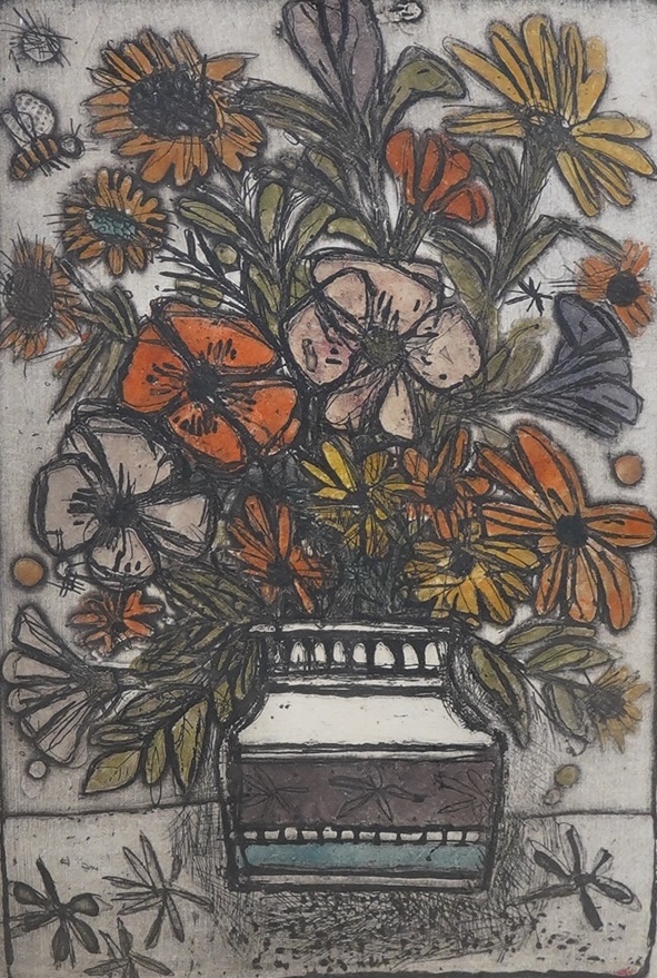 Alfred Cohen (American, 1920-2001), colour artist's proof etching, ‘Fleurs’, signed and inscribed in pencil, 31 x 21cm. Condition - fair